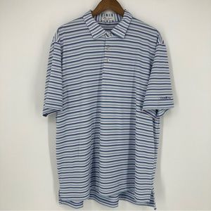Peter Millar Summer Comfort Men’s Polo Striped Short Sleeve Golf Shirt Logo XL